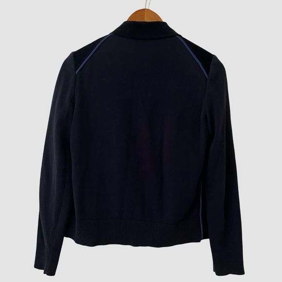 Etcetera Navy Knit/ Velvet Blazer Size S - Picture 2 of 4